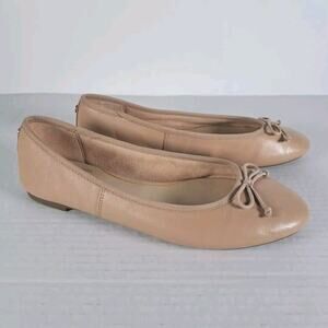 Sam Edelman Circus Ballet Flats Beige Nude Leather Charlotte Bow Womens 6.5